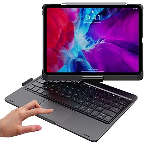 360 Rotatable Keyboard Case for iPad Air 5/Air 4/iPad Pro 11 2022/2021/2020, iPad Pro 11 Case with Backlits Bluetooth Touchpad Keyboard Smart Cover with Pencil Holder, Black Cover