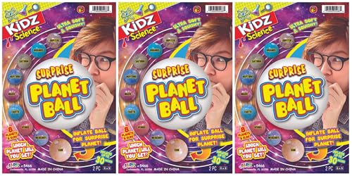 JA-RU Surprise Planet Ball (Assorted) Inflatable Ultra Soft & Squishy Science for Kids, Boys & Girls. Stress Relief Fidget Game. Inflate to Bounce & Squish Educational Toy. 5466