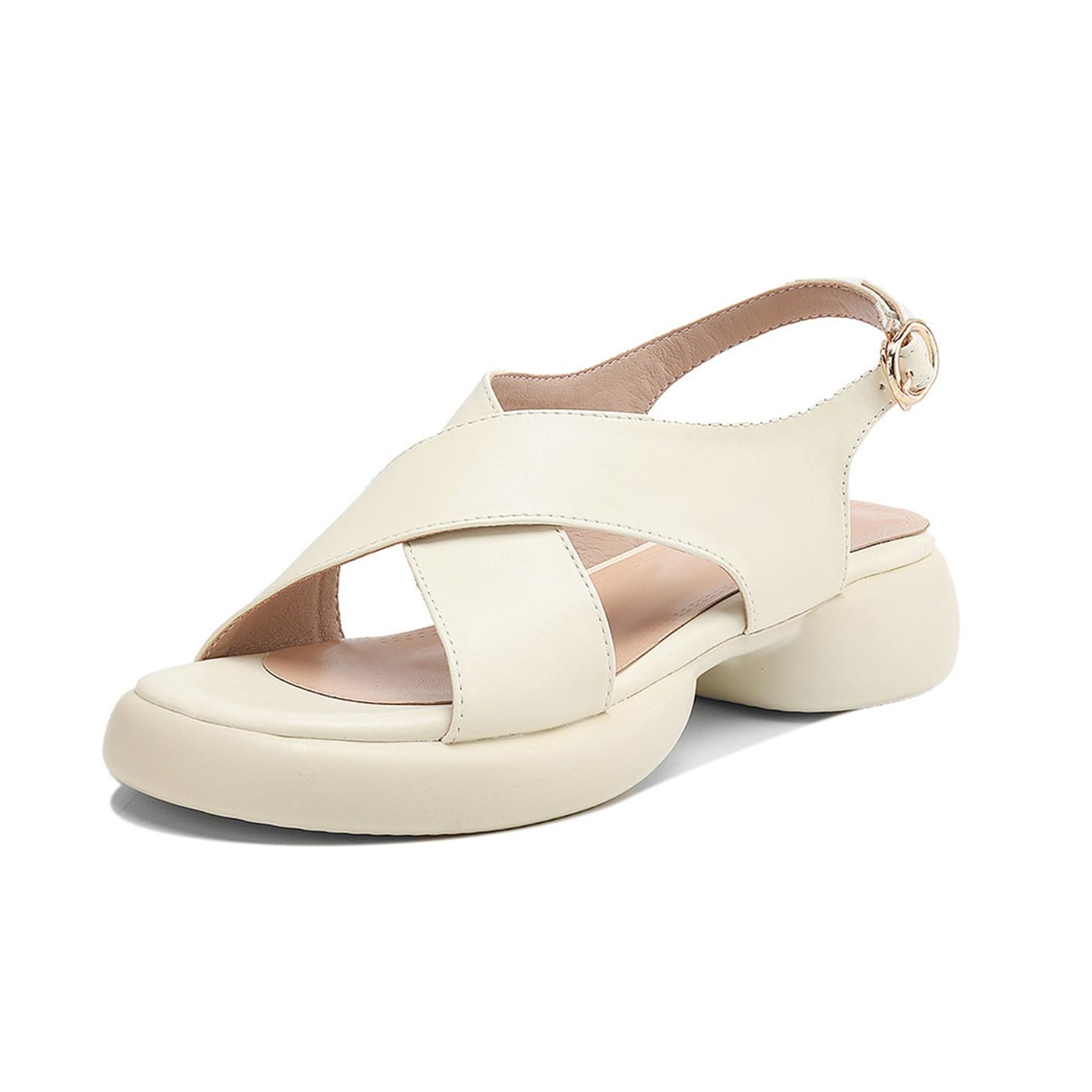 Sandali Slingback Donna Platform Punta Aperta Fibbia | Tomaia microfibra morbida, Punta tonda, Platform 4 cm, Suola gomma, Casual