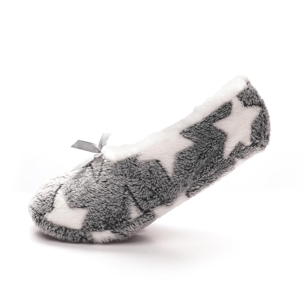 undercover lingerieLadies Ballerina Soft Fleece/Knitted Sherpa Lined Slippers with Grips