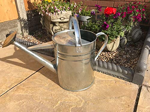 Dtkh PARASENE Galvanised metal WATERING CAN 9L COMPLETE WITH BRASS ROSE made in U.K
