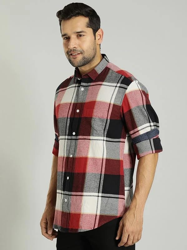 Image of Indian Terrain Men's Checkered Slim Fit Shirt