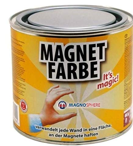 Magnetfarbe - Magnetische wandfarbe - 2,5 Liter - für eine Fläche von 5m² - 20m² - Farbe für die Wand wirkt magnethaftend - Grundfarbe kann nach Trocknung beliebig überstrichen und gestaltet werden