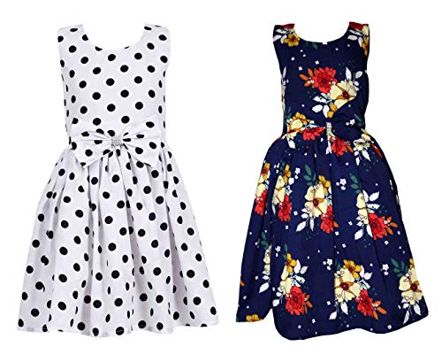 Image of Casual Frock for Baby Girls,Blue Printed and Olive Printed,Pack of 2