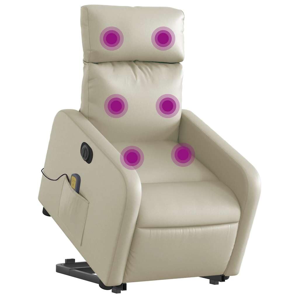 Sillón elevador eléctrico reclinable con masaje por vibración, 6 puntos de masaje, función elevación e inclinación hasta 135°, estructura estable de madera