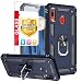 TJS Phone Case for Samsung Galaxy A20/Galaxy A30, with [Full Coverage Tempered Glass Screen Protector][Impact Resistant][Defender][Metal Ring][Magnetic Support] Heavy Duty Armor Cover (Blue)