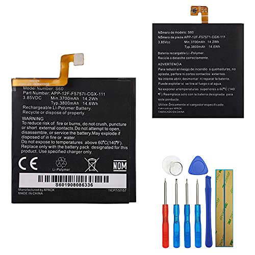 E-yiiviil Batería de repuesto Cat S60 compatible con Caterpillar Cat S60 APP-12F-F57571-CGX-111