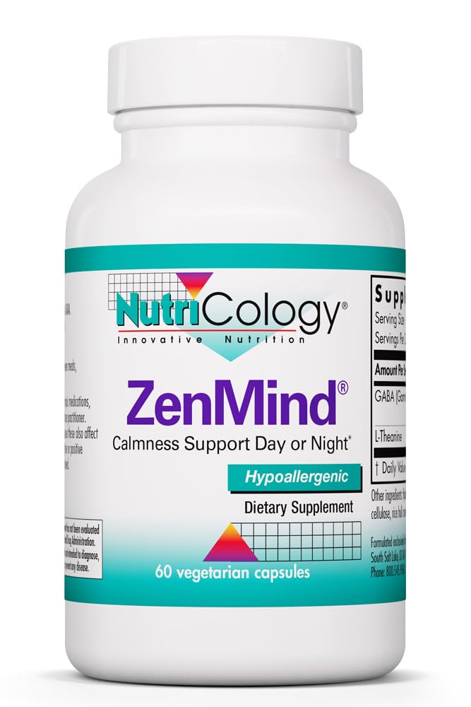 NutriCology ZenMind 550 mg GABA and 200 mg L-Theanine, 60 Capsules