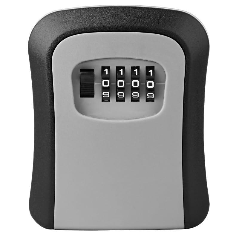 PIQIUQIU Caja fuerte para llaves con código numérico de 4 dígitos, resistente al agua, para garaje, jardín y puerta (montaje en pared, gran capacidad)