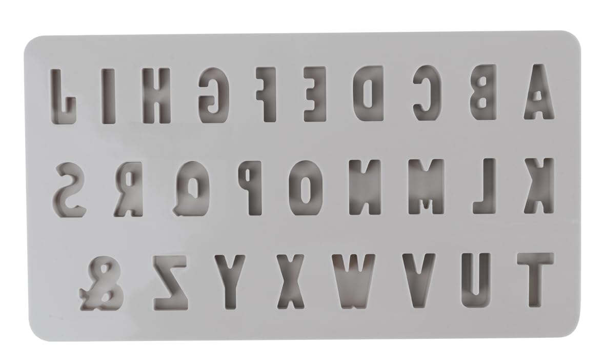 Rayher Silicone Casting Mould Mini ABC, 14.5 x 26 x 1 cm, 27 Shapes, Grey, Silicone Pouring