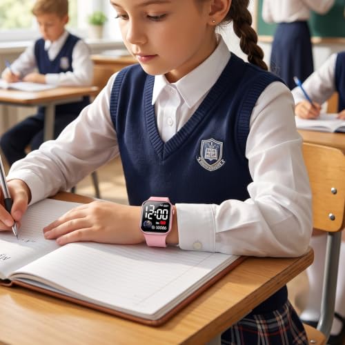 Image of GOLDENIZE FASHION Smart Watch for Kids Girls /Boys, Brthday Return Gift for Kids, Luminous LED Display Fashionable Kids Digital Watches Waterproof Sports Square Electronic Watch for Kid, Boy /Girls
