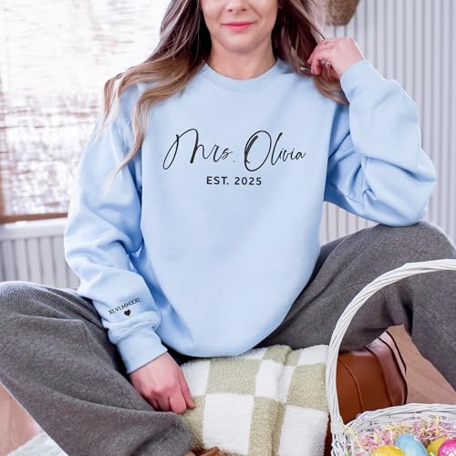 GODMERCH Custom Embroidered Mrs Sweatshirt - Future Mrs Hoodie, Bride Sweatshirts, Gifts for Her Bride to Be Bridal Shower Wedding Bachelorette Party Engagement2