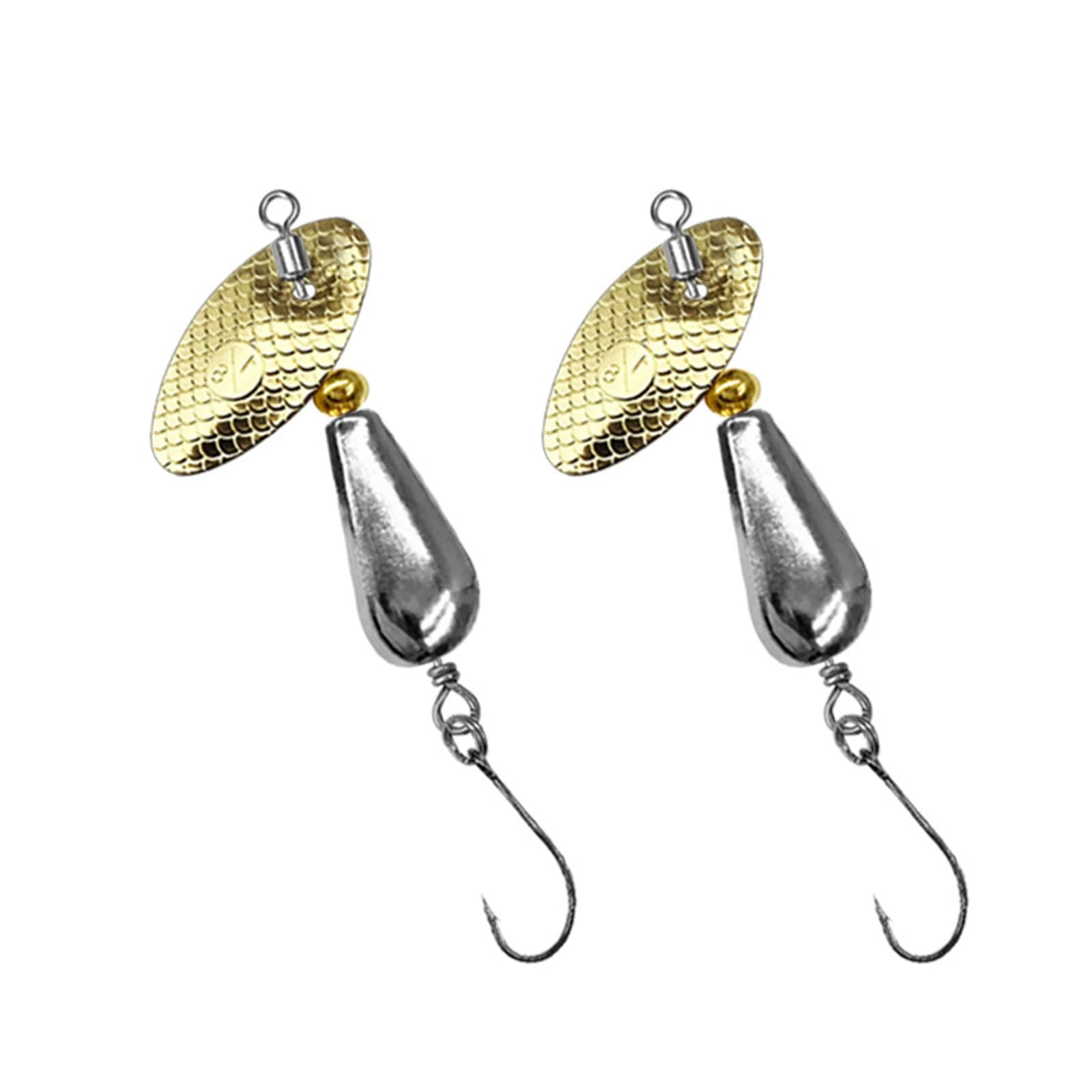 XuQiZZpp 2pcs Fishing Spoons Fishing Tackle Accessories Metal Lures Spinner Baits with Hook Rotating Hard Fishing Sequins Baits