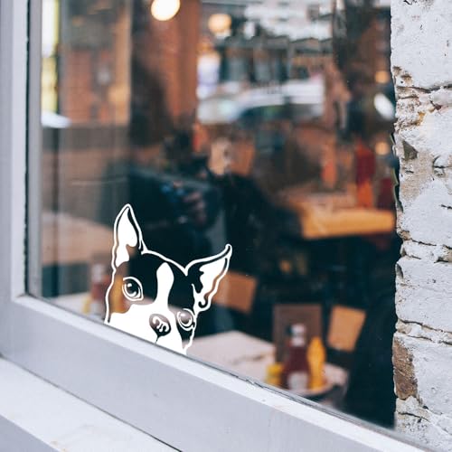 Image of WIRESTER 6 inch Clear Vinyl Decal Sticker Decoration for Car Window (Or Any Flat Surface) - Boston Terrier Dog