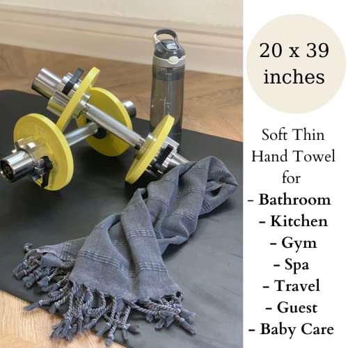 Luxury Cotton Turkish Hand Towel, Decorative Kitchen Towels Farmhouse, Black Hand Towels For Bathroom, Soft&Absorbent Hand Towels For Head Face Guest Tea Dishcloth Gym Spa - Charcoal Gray/Black #TOP7