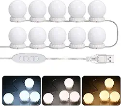 Lixada Vaidade LEDs Kit de luzes de espelho com 10 lâmpadas ajustáveis 10 brilho e 3 modos de iluminação USB Mirror String Light para penteadeira de maquiagem