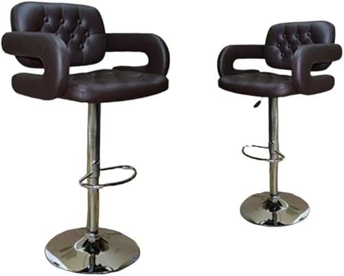 Smte - Bar Stools/Kitchen Counter Breakfast Chairs-Set of 2 -Brown with keychain