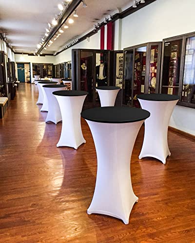 5 Pack Black Spandex Table Topper Cap For 32 Inch Round Cocktail Tables, Fitted Polyester Cocktail Table Cover With Elastic Edge, Stretchable Tablecloth For Weddings Parties Banquet, Restaurants #TOP5