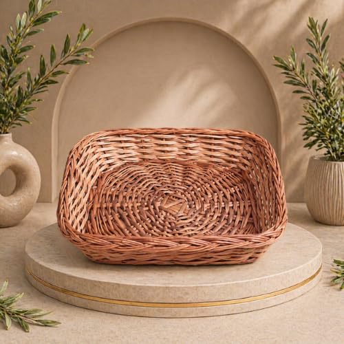 Handwoven Rectangular Wicker Basket – Multipurpose Storage & Serving Tray-image-1