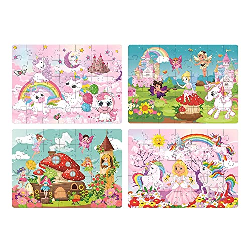 Image of 4-in-1 Unicorn Kingdom Jigsaw Puzzle for Kids | Perfectly Designed for Little Hands | Includes 4 Puzzles with 35 Pieces Each