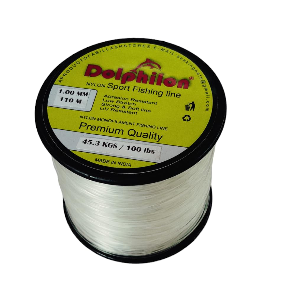 DOLPHILON Brand 1.00 MM Diameter Clear Super Strong Nylon MONOFILAMENT Fishing LINE in 110 METRE Package in Bobbin (B0CWRXBKD1) Amazon Price History, Amazon Price Tracker