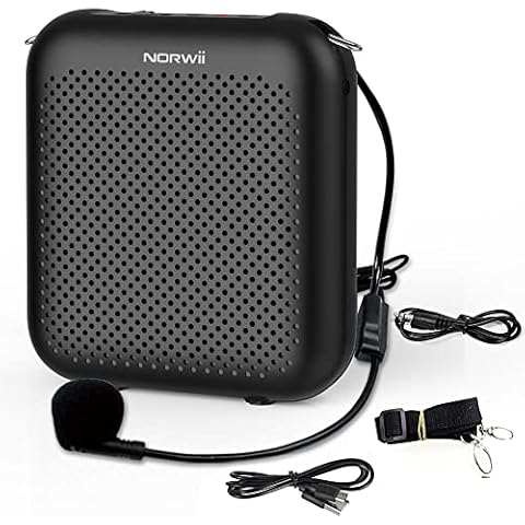 NORWII Voice Amplifier Wired Mini Portable Rechargeable with Personal Wired Microphone for Teachers, Classroom, Presentation, Tour Guides, Meeting, Coaches. Black Cover