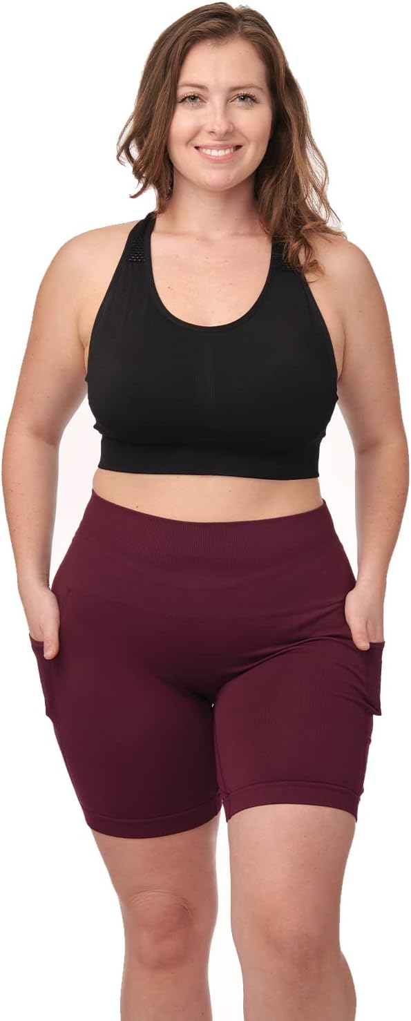 Under Control Plus Size Sport Bras for Women Large Bust Seamless Racerback Padded Yoga Workout Bras Black White Pack 1X-2X-3X - Image 3
