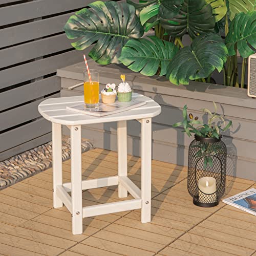Giantex Side Table Outdoor Small Patio Table 18” Adirondack Table, Weather Resistant, Outside Square Tea Table For Patio, Backyard, Poolside, Garden, Balcony Outdoor Beside End Tables (2, White) #TOP1