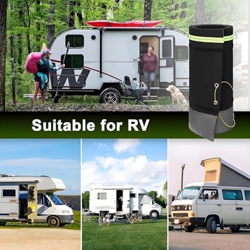 No-Drill RV Skirting 36" High, Heavy-Duty Fiberboard Mesh, 32m/104ft Thickened Insulation Panel, Easy Install Weather Protection Cover with Reflective Strips