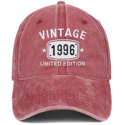 Vosaplk Vintage 1996 Hat - Unisex Adults Red Baseball Cap - 30th Birthday Gift for Him/Her - One Size Fits All