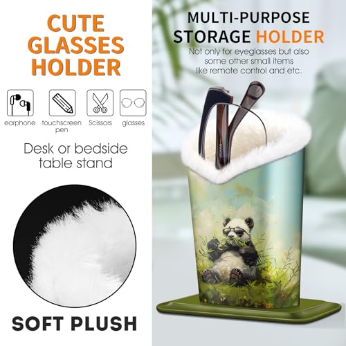 Image of Pack of 2 Plush Lined Eyeglasses Holder Stand Protective Glasses Case For Desks Or Nightstands