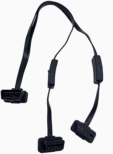 Miniatura 9 de Halokny Cable de extensión OBD2, cable de extensión OBDII ultrafino macho a hembra, cable de extensión OBD de 16 pines de 2 cables planos para