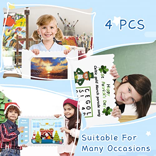 Jutieuo 4 pack Tri Fold Display Board - Fold Corrugated Presentation Board - White Portable Poster Board with 2 Rolls of Double Sides Adhesive Tapes for Photo Exhibition School Class Meeting - Thumbnail 7