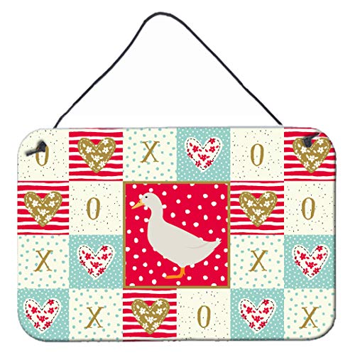 Caroline's Treasures CK5287DS812 American Pekin Duck Love Wall or Door Hanging Prints, Red Aluminum Metal Sign Kitchen Wall Bar Bathroom Plaque Home Decor, 8x12, Multicolor