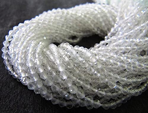 Quartz cristal naturel 2mm perles micro-facettées en fil de gemmes pour loisirs créatifs