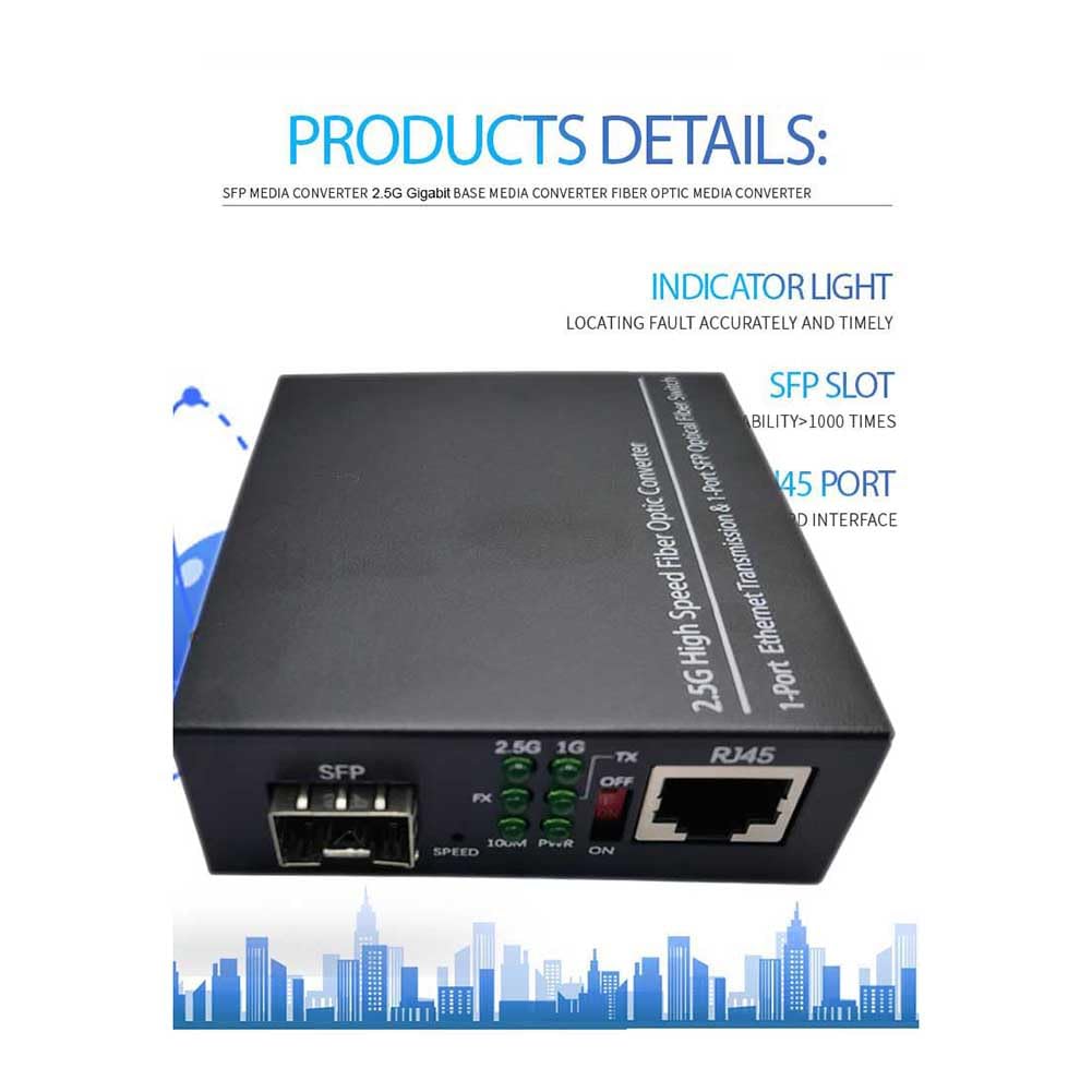 2,5G Glasfaser-Medienkonverter, Gigabit-SFP-Transceiver, 1000 Mbit/S, Kompatibel mit Gängigen E/GPON EU-Steckern