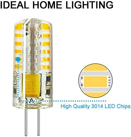 Rayhoo 10 Pack G4 Base 48 LED 3W AC/DC 12V Halogen Glass Bulbs, Non-Dimmable, 20W T3 Bulbs Equivalent