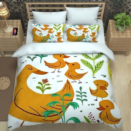 QBIDCSX Funda Nordica Cama 135 Pato Funda Edredon 230x220 cm y 1 Funda de Almohada 50x75 cm para Niñas Niños con Cremallera Suave Transpirable 110gsm Microfibra Fundas Nordicas