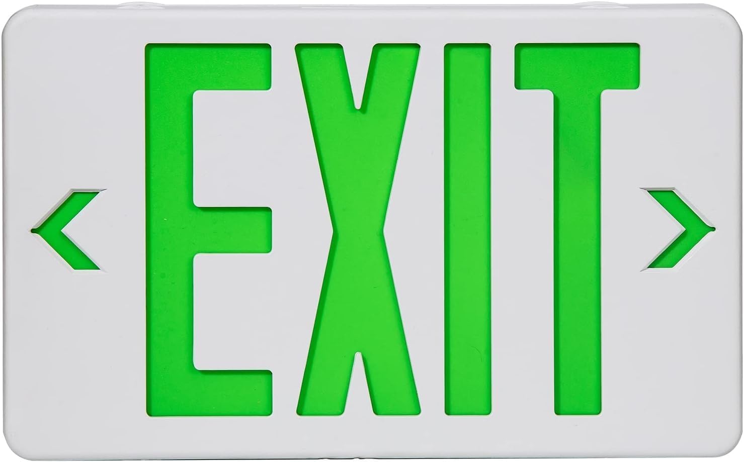 SPECTSUN 1-Packs Emergency Exit Sign - Dual-Directional Green LED Lights with 90-Min Battery Backup, UL Listed AC 120/277V Hardwired for Fire Safety Compliance (Adjustable Heads, Wall/Ceiling Mount).