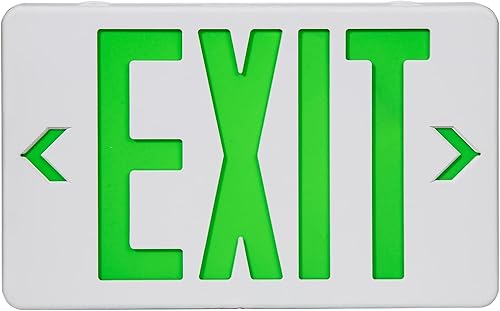 SPECTSUN - Paquete de 1 letrero de salida LED verde con batería de respaldo, señal de salida LED, luz de salida de emergencia con batería de