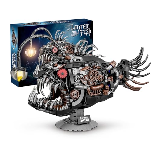 GXJTYYBS Mechanical Laternenfisch Klemmbausteine Bausteinen.Kompatibel Mit Tier Lantern Fish – STEM Perfekte Ozean-Moc Deko für Zuhause/Büro. Geschenk für Kinder und Erwachsene ab 8-16 1038PCS