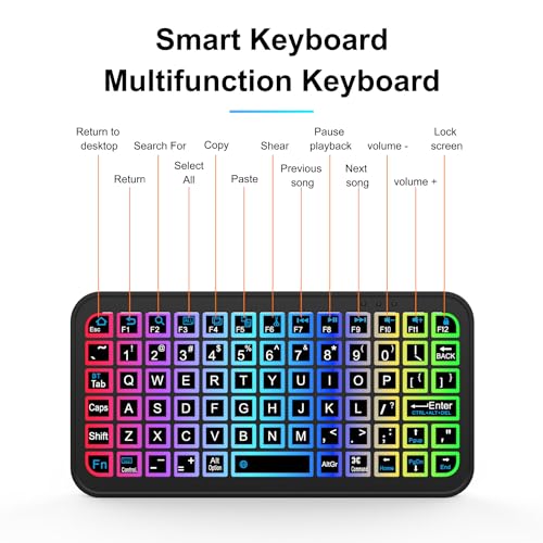 Mini clavier bluetooth rétroéclairé sans fil QWERTY compact pour tablette et PC - 6