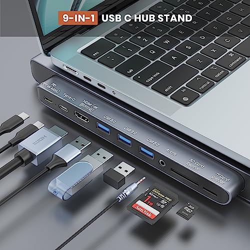 Usb C Laptop Docking Station Stand, Hamopy Detachable Magnetic Usb C Dock Tablet Stand, 9 In 1 Usb C Hub With 4K Hdmi, 3*Usb, Pd 100W, Tf/Sd, Docking Station For Macbook Pro/Air/Dell/Hp/Surface/Lenovo #TOP1