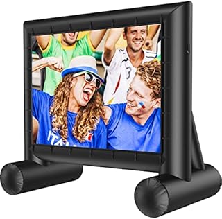 Outdoor Inflatable Projector Screen 14 Feet Blow up Movie Screen with Fast Low-Noise Air Blower Support Front & Rear Projection for Home Theater Backyard Movie Night Barbecue Pool Party