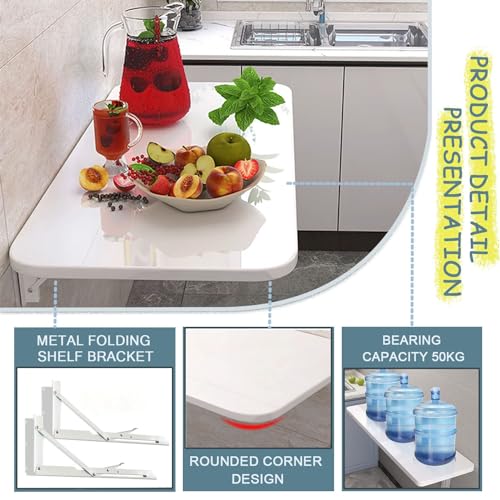 Drop-Leaf Dining Table, Wall Mounted Floating Folding Table, Wood Fold-Down Desk for Small Office Home Kitchen, Foldable Breakfast Bar Table 60x40cm 70x40cm 80x40cm (Size : L110xW50cm/L43xW20in) 5 Drop-Leaf Dining Table, Wall Mounted Floating Folding Table, Wood Fold-Down Desk for Small Office Home Kitchen, Foldable Breakfast Bar Table 60x40cm 70x40cm 80x40cm (Size : L110xW50cm/L43xW20in) - Image 5