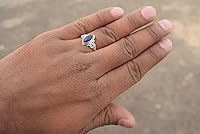 Vista 2 de Anillo de piedras preciosas, anillo de plata de ley 925 para mujeres y niñas, regalos de Navidad, tamaño de joyería hecha a mano de EE. UU Amethyst