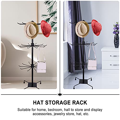 Housoutil 3- Tier Hat Rack, Rotating Hat Display Stand Metal Hat Hanger ...