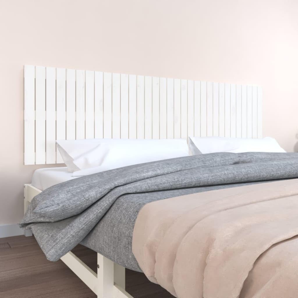 824829 Testiera da Parete Bianca 204x3x60 cm in Legno Massello di Pino Testata in Legno,Testata Letto Matrimoniale Muebles Dormitorio Spalliera Letto Testiere per Letto Matrimoniale