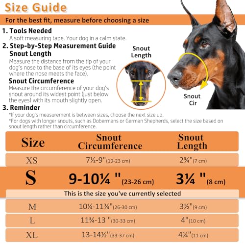 BARKLESS Dog Muzzle, Basket Muzzle for Biting, Chewing and Scavenging, Humane Cage Mouth Cover, Perfect for Grooming and Training Small Aggressive Reactive Dogs (S, Black)
