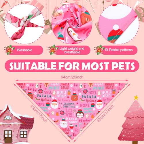 Newwiee 100 Pieces Valentine's Day Dog Bandanas Bulk for Large Dogs Pink Red Pattern Pet Triangle Scarf Puppy Cat Kerchief Bibs Scarf for Valentine Pet Costume Accessories for Small to Large Puppy Cat by Newwiee - Image 2